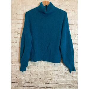 Reserved Premium Turtleneck Sweater Womens Small Dark Turquoise Wool Blend